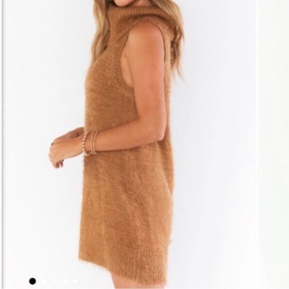 Show Me Your MUMU Fauna Cozy Tan Sleeveless Sweater Dress - Picture 2 of 9